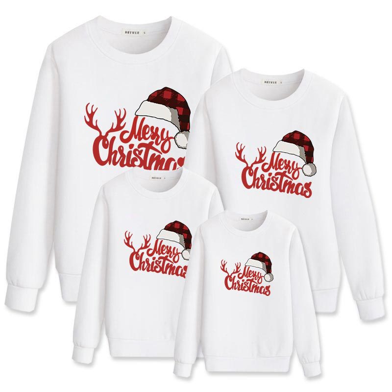 Family Matching Christmas Round Neck Warm Long Sleeved Shirts