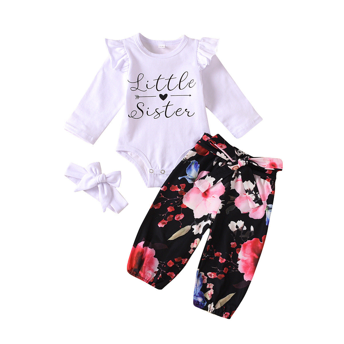 Spring Baby Girl Valentine's Day Set Long Sleeve Fart 3 Pcs