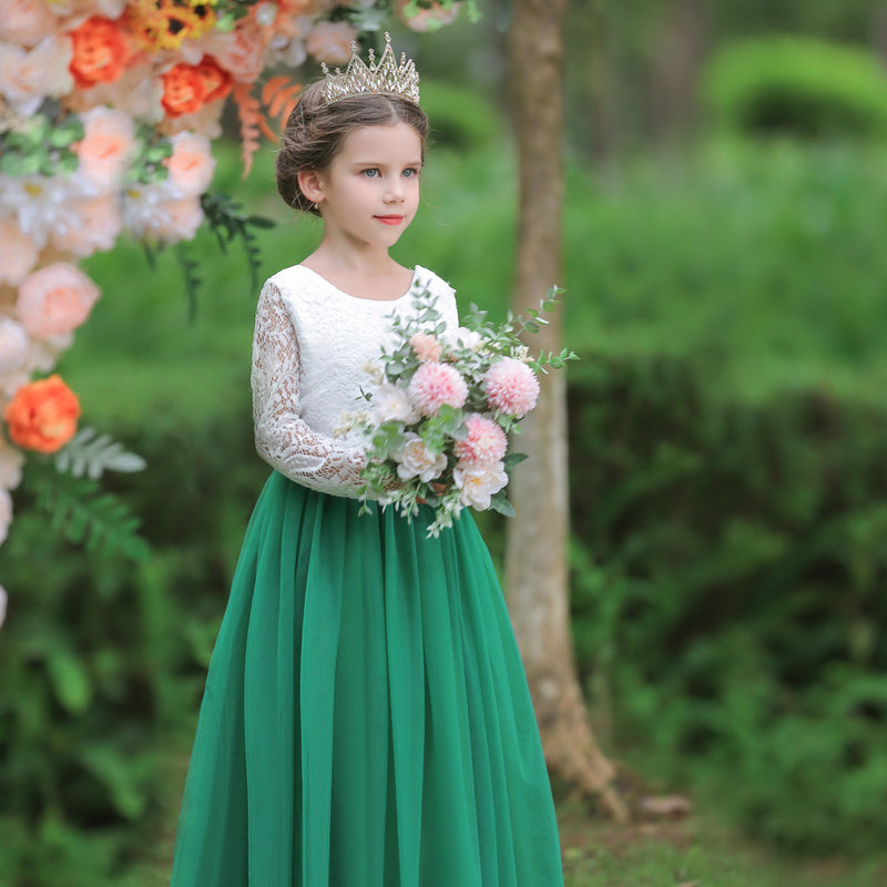Kid Girl Flower Wedding Lace Gauze Dresses 3-12T