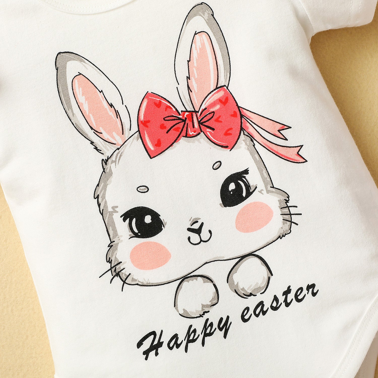 Baby Easter Bunny Print Triangle Halter Suit Sets 2 Pcs