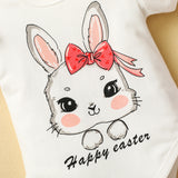 Baby Easter Bunny Print Triangle Halter Suit Sets 2 Pcs