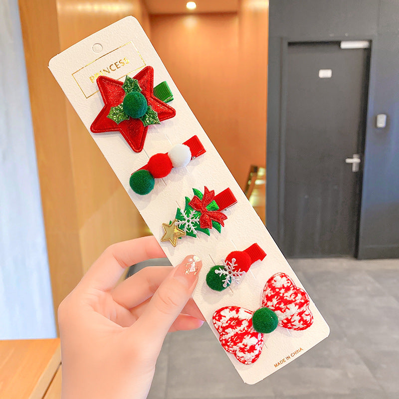 Kid Girl Hair Accessories Christmas Headress Santa Claus Elk Clip Headwear