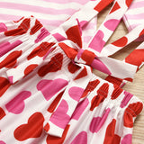 Kid Baby Girls Valentine's Day Stripe 2 Pcs Sets