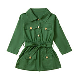 1-6Y Kid Baby Girls Long Sleeve Waist Windbreaker Dresses