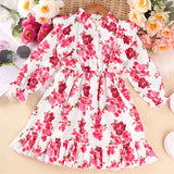 Kid Baby Girls Autumn Vintage Flower Long Sleeve Dresses