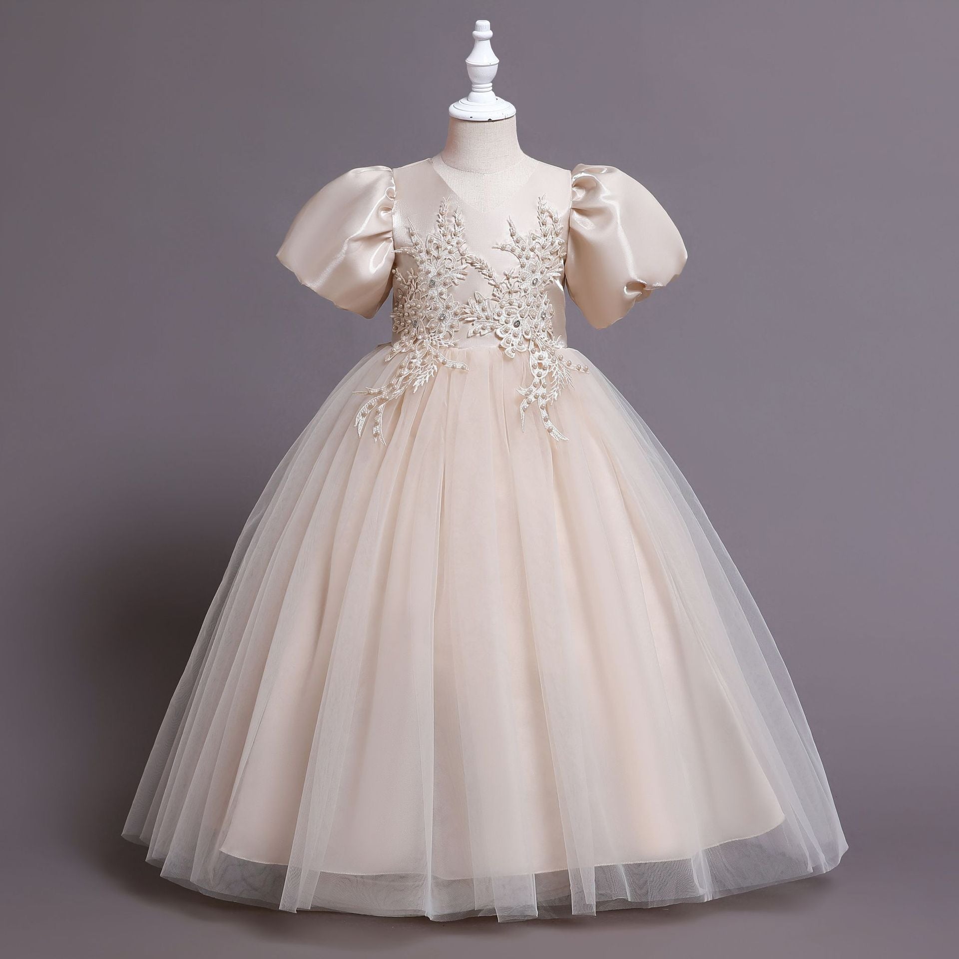 Kid Girl Princess Mesh Puffy Wedding Floral Dress