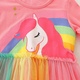 Kid Baby Girl Autumn Yarn Unicorn Long Sleeve Round Neck Dresses