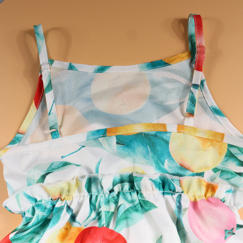 Family Matching Mother-daughter Lovely Print Summer Holiday Dresses