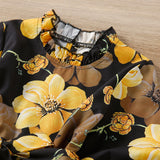 Kid Baby Girl Long Sleeve Lace Collar Bow Tie Flower Dresses