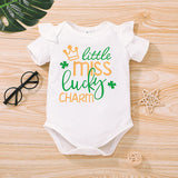 Baby Girl Summer St. Patrick's Day Four-leaf Alphabet Suit 2 Pcs Sets