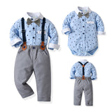 Baby Boy Suit Long Sleeve Halter Overalls 4 Pcs Sets