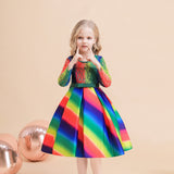 Kid Girl Christmas Gradual Long Sleeve Bow Lace Dress