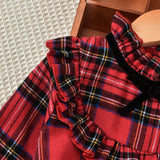 Kid Baby Girl Ins Popular European American Christmas Plaid Rompers