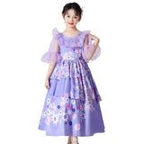 2-10T Kid Girls Long Fluffy Purple Flower Dresses