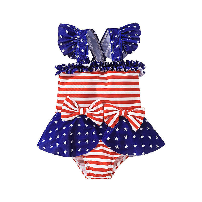 Kid Baby Girls One-piece Swimsuit Vest Triangle Crawl Rompers