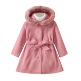Kids Baby Girls Autumn Winter Thick Solid Fur Hooded Coats
