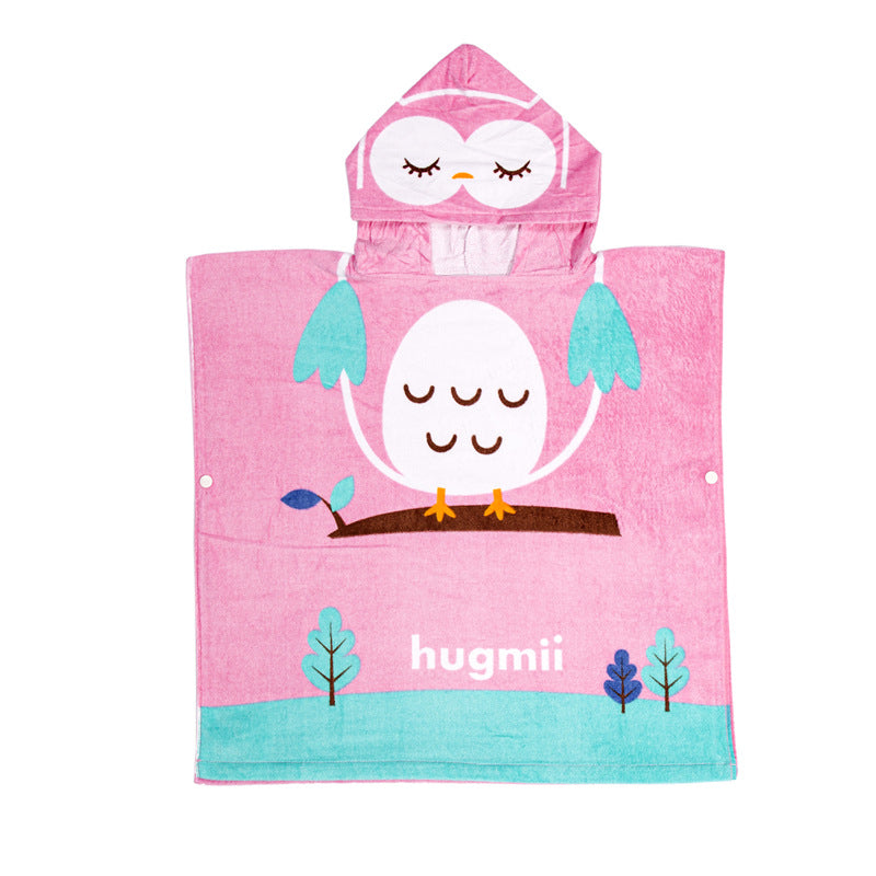 Infant Baby Bathrobe Cartoon Towel Robe Hooded Cloak Pajamas
