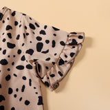 Family Matching Mother-daughter Leopard Print Short Sleeve Flounces Dresses