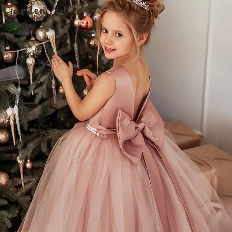 Kid Girl Birthday Flower Wedding Bridesmaid Dress