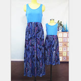 Family Mathcing Phoenix Tail Sleeveless Parent-child Long Dress