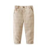 Kid Baby Boy British Autumn Plaid Suit 2 Pcs Sets