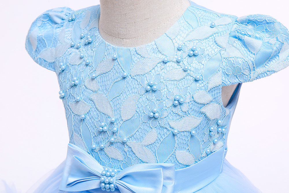 Kid Baby Girl Princess Trailing Wedding Shampong Gauze Host Dresses