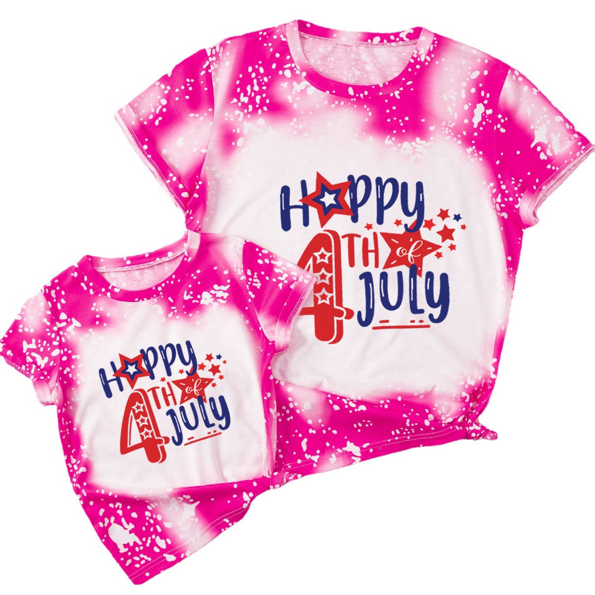 Family Matching Mother Daughter Short Sleeves Independence Day Cotton T-shirt