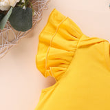 Baby Girls Flying Sleeves Round Collar Ins Fashion 3 Pcs Set