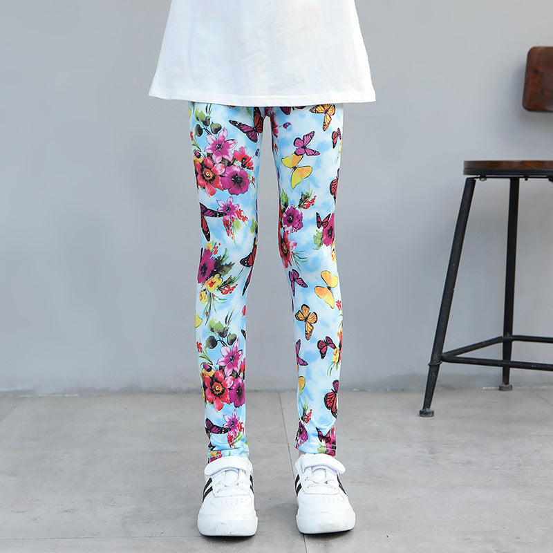 Kid Girls Leggings Travel Pants Student Casual Wear Customizable Leggings Pants