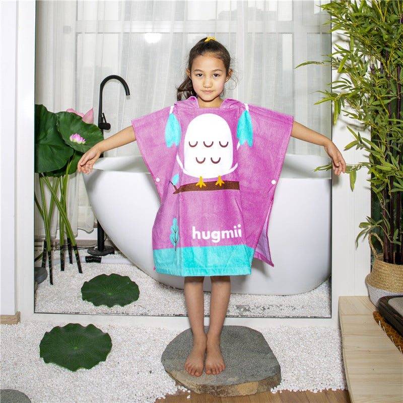 Infant Baby Bathrobe Cartoon Towel Robe Hooded Cloak Pajamas
