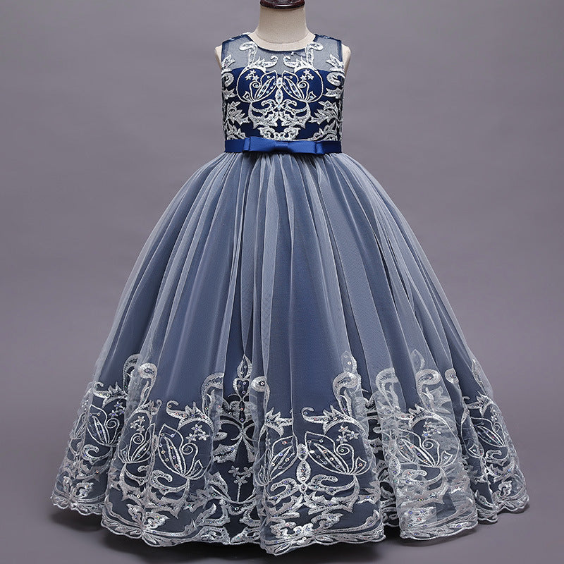Kid Girl Princess Floral Lace Gown Sequins Gradual Change Dresses
