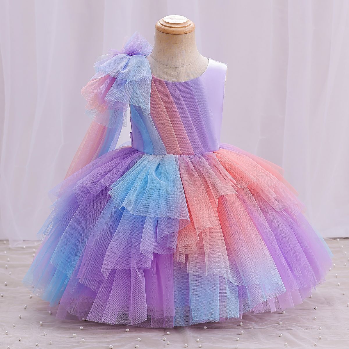 Kid Baby Girls Princess Piano Performance Colorful Dresses