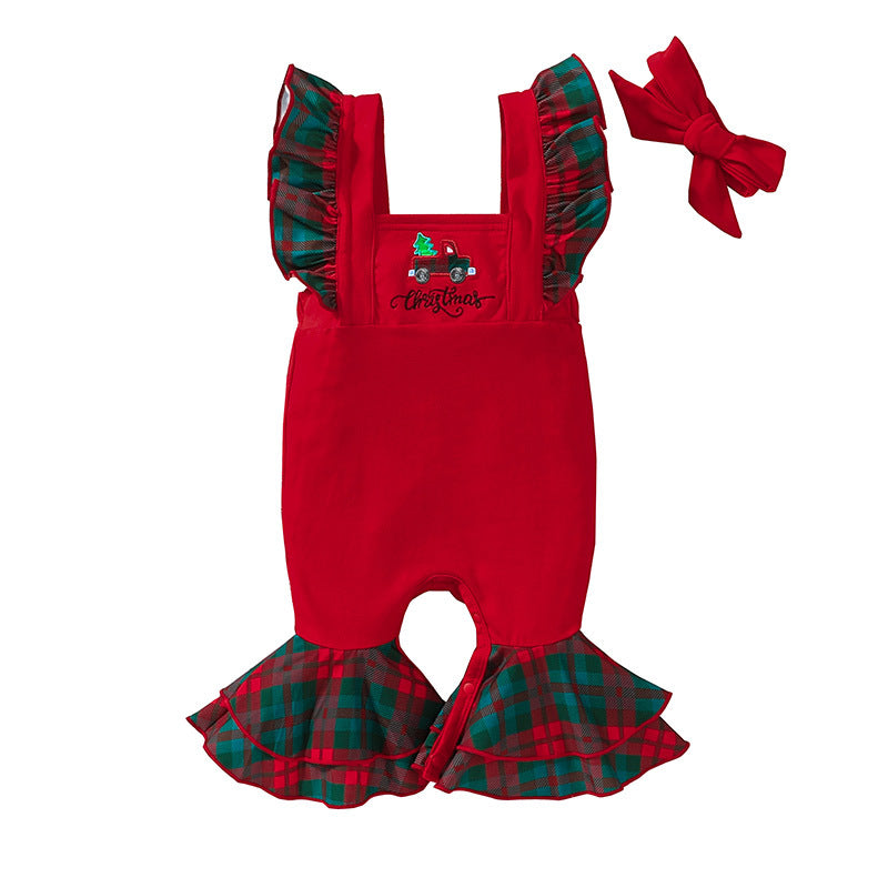 Baby Girl Sleeveless Jumpsuit Christmas Long Legs Pants