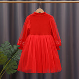 Kid Girl Princess Western Red Spring Dresses