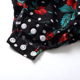 Family Matching Printed Flowers One Shoulder Dresses