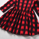 Kid Baby Girls Long Sleeve Christmas Plaid Flying Sleeve Dress