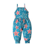 Kid Baby Girl Onesie Crawl Suit  American Flag Halter Pants Trousers