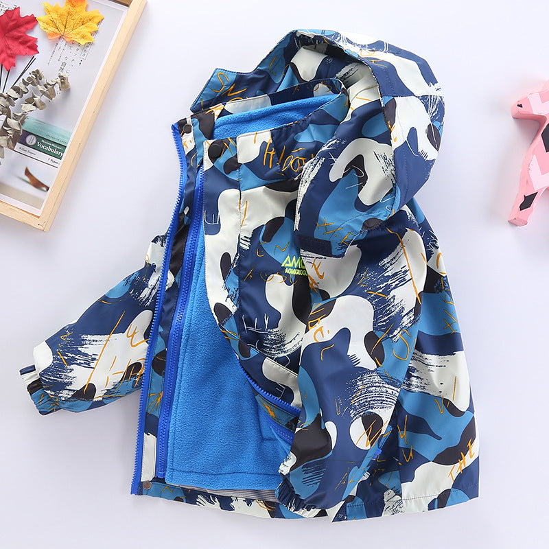 Kid Boys Autumn Windbreaker Storm Jacket Three In One Coat
