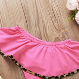 Baby Girl Rose Yellow Bow Leopard Print Swimsuit