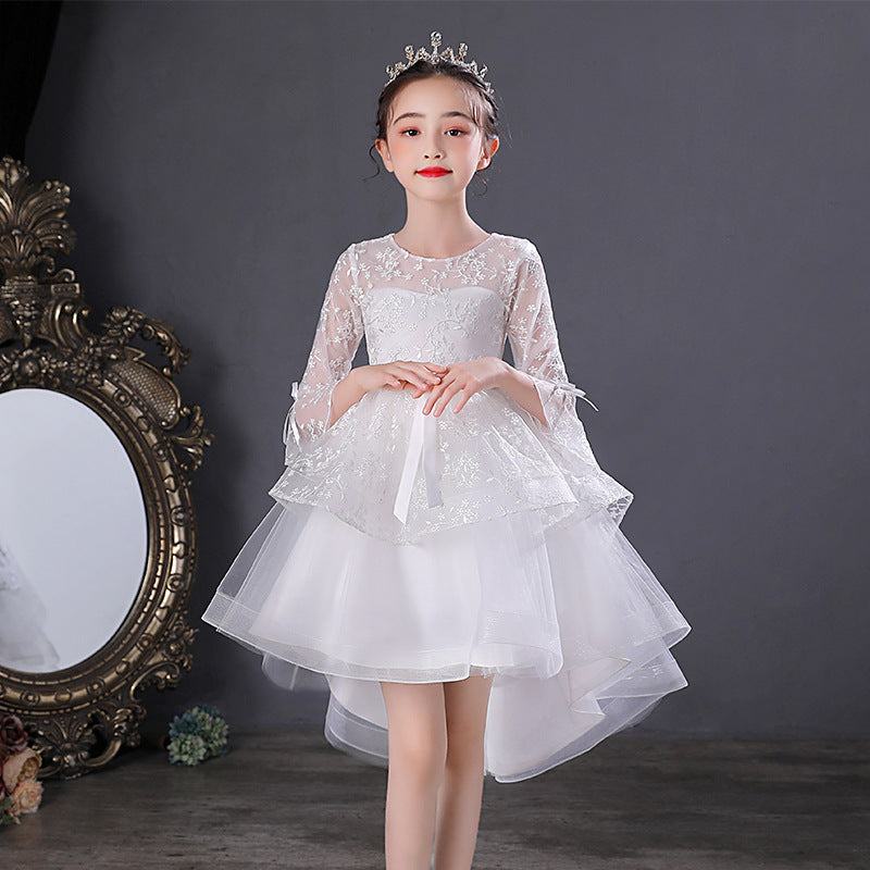 Kid Girl Princess Spring Autumn Mesh Sleeve Fluffy Mesh Dresses