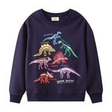 Kid Baby Boys Fall Style Glow-in-the-dark Dinosaur Round Collar Hoodie