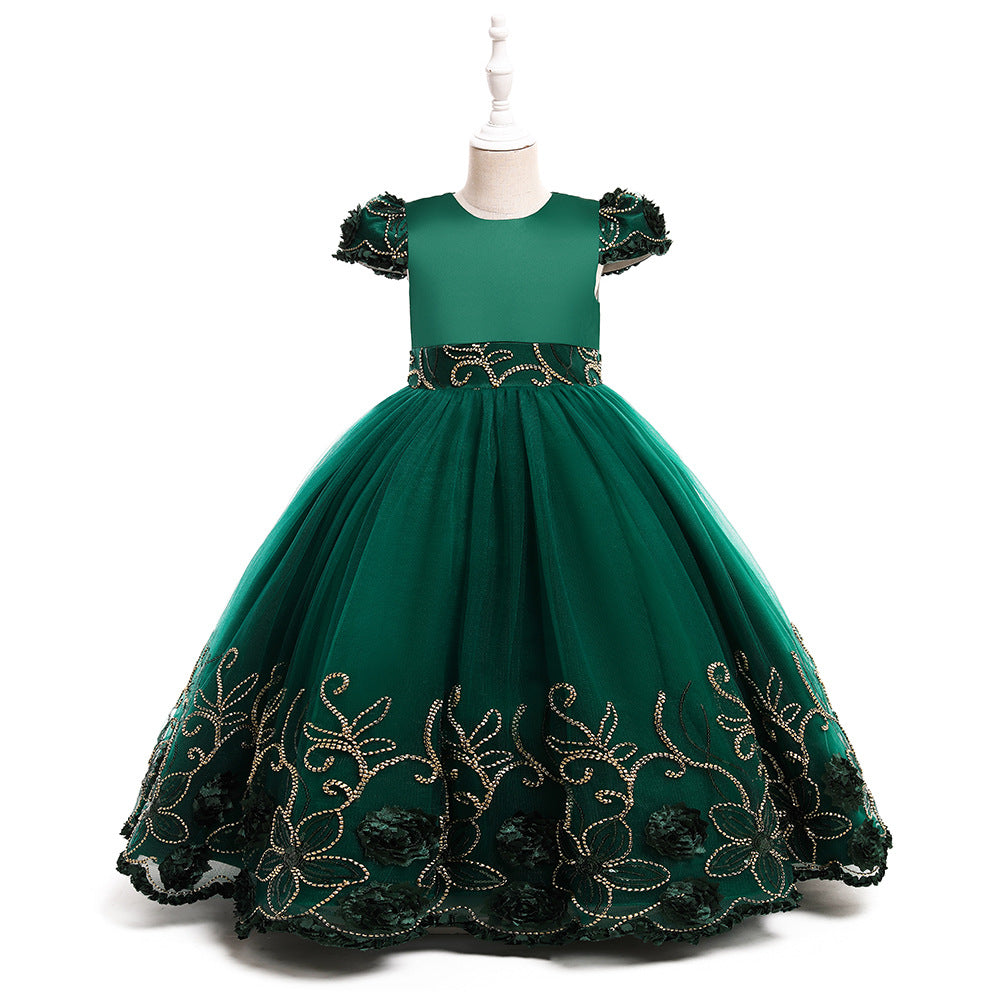 Kid Girl Princess Sleeveless Long Evening Catwalk Piano Performance Dresses
