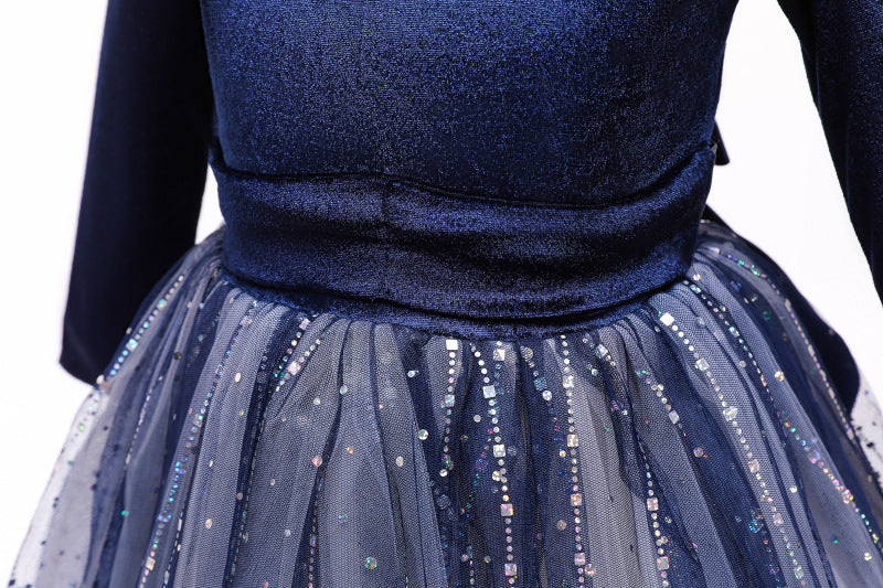 Kid Girl Long Sleeve Autumn Birthday Princess Piano Performance Dresses