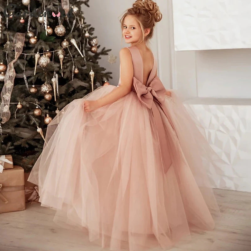 Kid Girl Birthday Flower Wedding Bridesmaid Dress