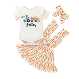 Baby Summer Easter Bunny Full Print Suspenders 3 Pcs Set