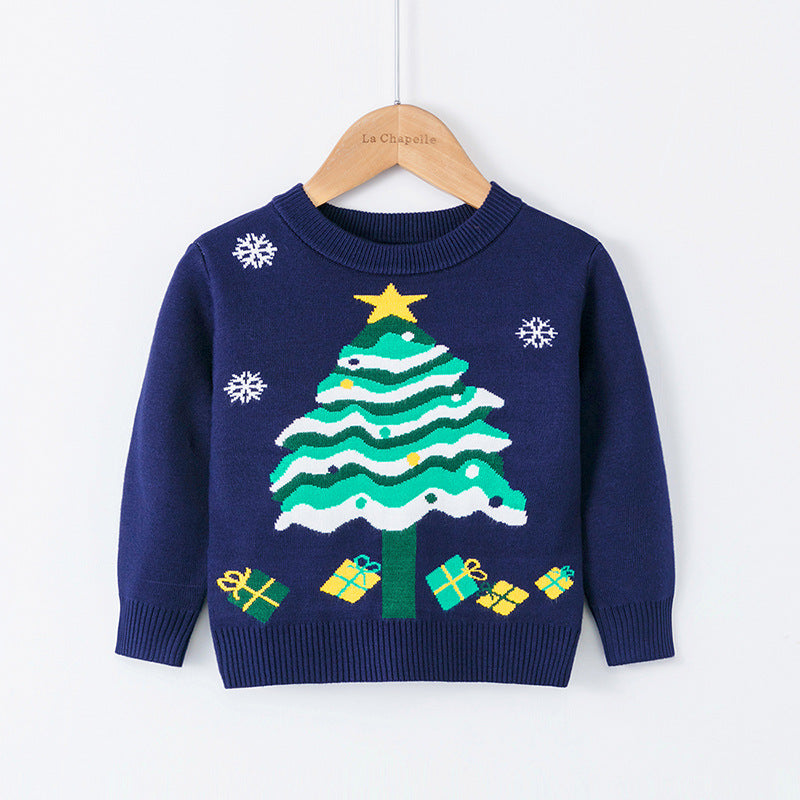 Kid Baby Girl Christmas Tree Pullover Bottoming Sweater