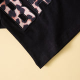 Summer Baby Girl Letter Print Short Sleeve Leopard Print 2 Pcs Sets