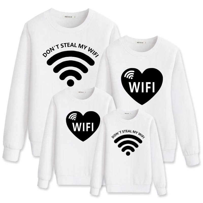 Family Matching WIFI Printed Cartoon Valentine's Day Sweatshirts