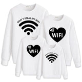Family Matching WIFI Printed Cartoon Valentine's Day Sweatshirts