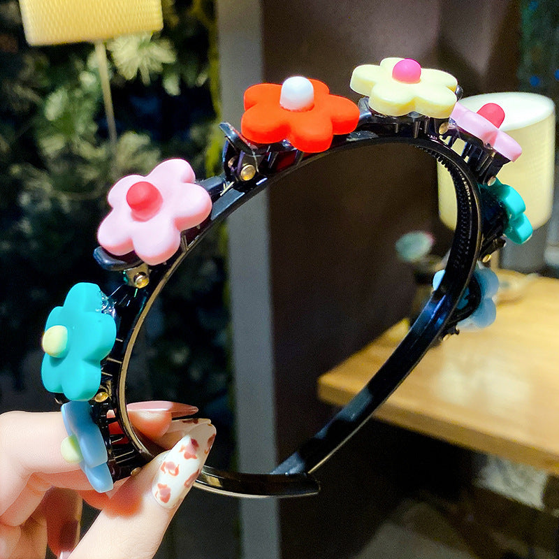 Kid Girl Braided Headband Clip Cute Cartoon Headwear